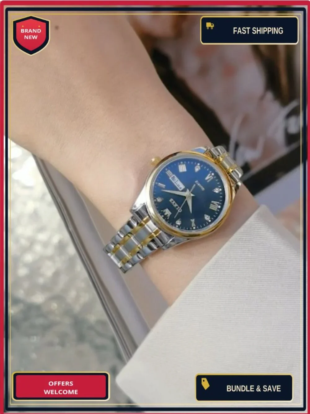 Women's Wrist Watch Stainless Steel Bracelet Stretch Band Water Resistant